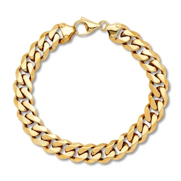 Men's Solid Curb Chain Bracelet 14K Yellow Gold 8.75&quot;