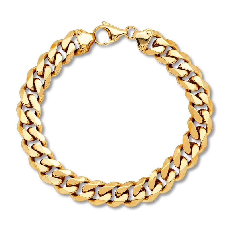 Main Image 1 of Curb Chain Bracelet Solid 14K Yellow Gold 8.75"