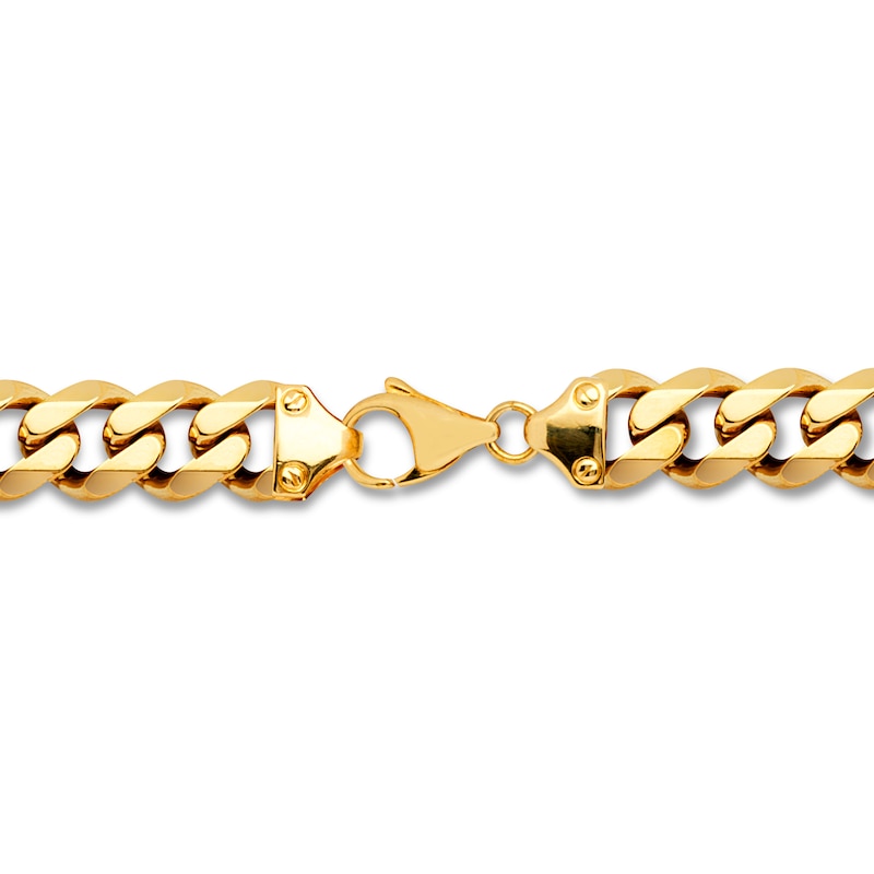 Main Image 2 of Curb Chain Bracelet Solid 14K Yellow Gold 8.75"