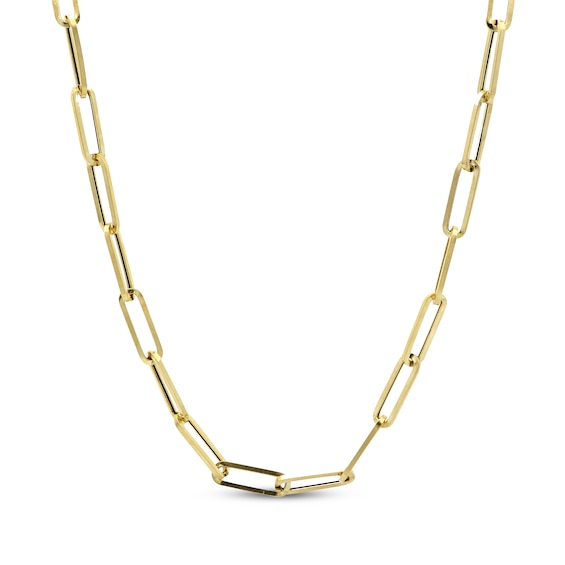 Paperclip Necklace Hollow 10K Yellow Gold 18"