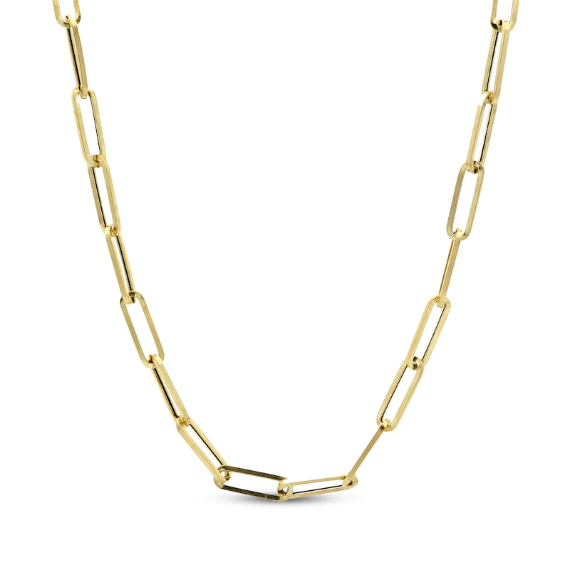 Hollow Paperclip Necklace 10K Yellow Gold 18"
