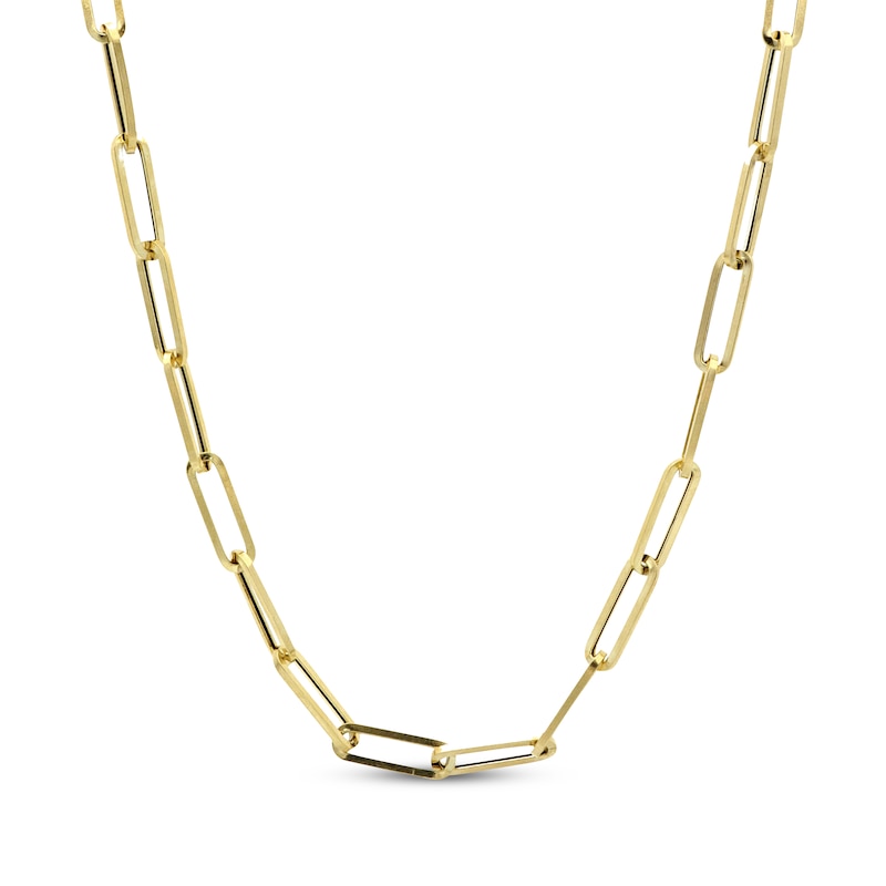 10K Gold Padlock Paperclip Pendant Necklace