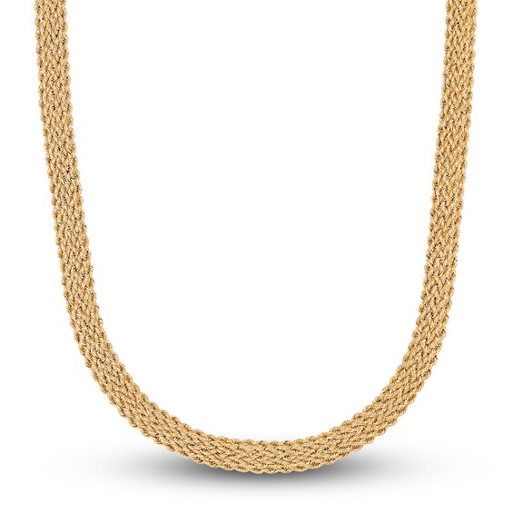 Five Row Rope Necklace Hollow 10K Yellow Gold 18"