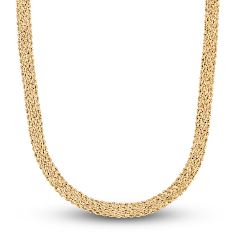 Five Row Hollow Rope Necklace 10K Yellow Gold 18"