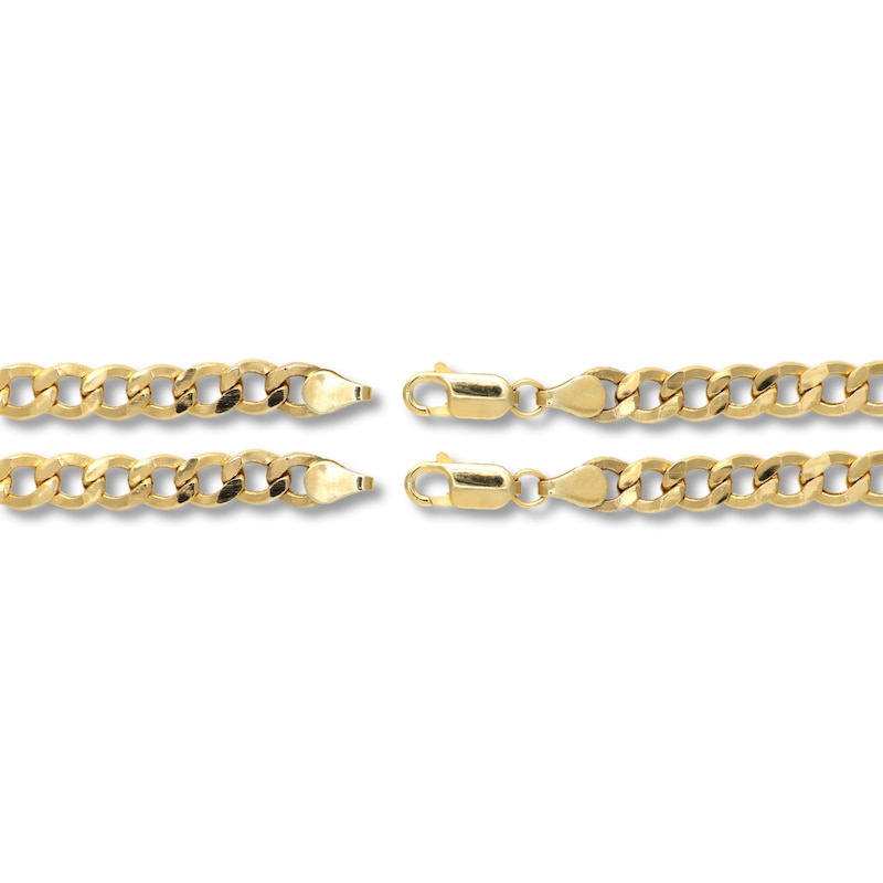 Semi-Solid Curb Chain Necklace & Bracelet 10K Yellow Gold