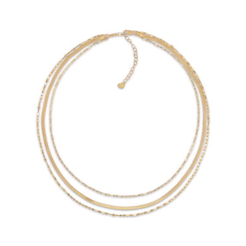 Solid Multi-Layer Necklace 10K Yellow Gold 17"