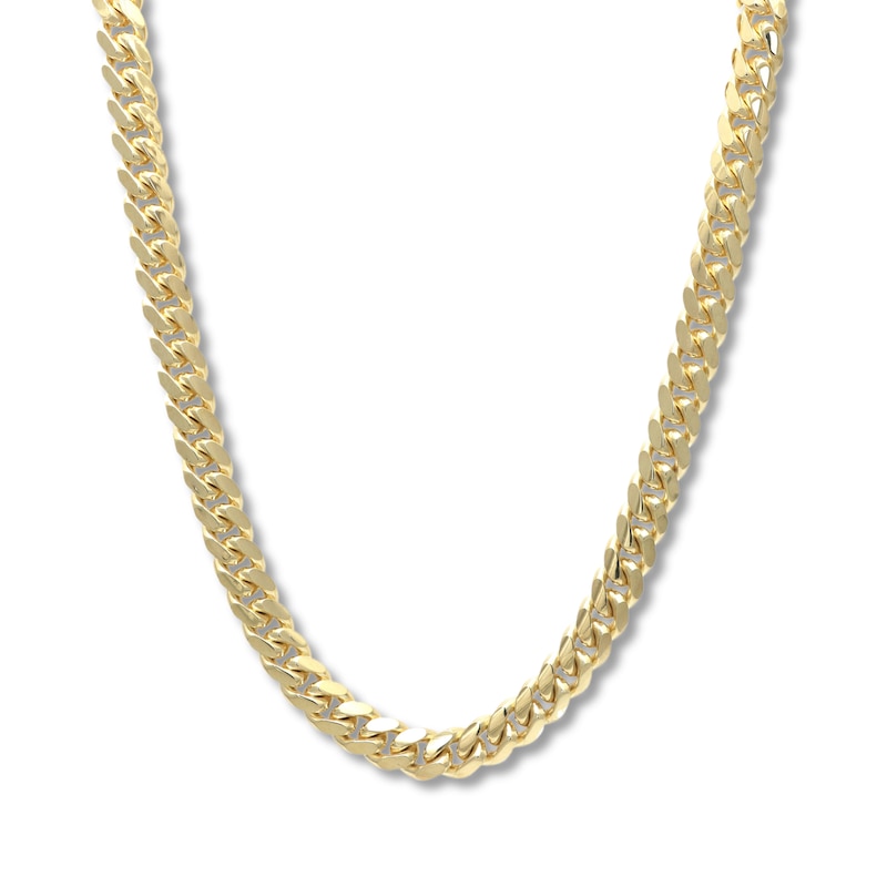 Cuban Chain Necklace Solid 14K Yellow Gold 24"