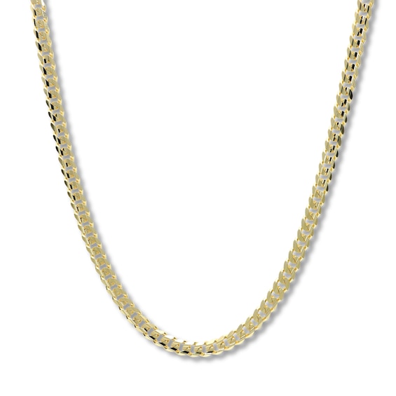 Curb Chain Necklace Solid 14K Yellow Gold 24"