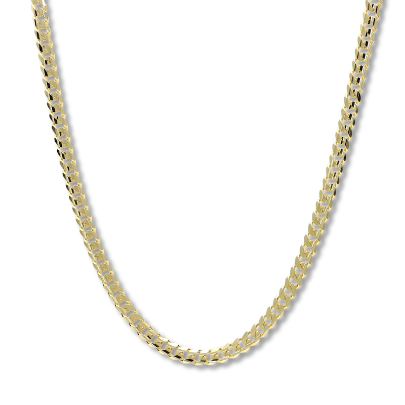 Curb Chain Necklace Solid 14K Yellow Gold 24"