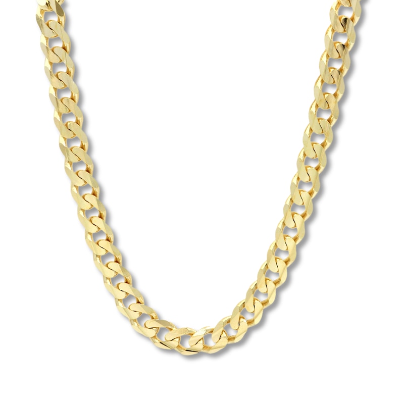 Main Image 1 of Curb Chain Necklace Solid 14K Yellow Gold 24"