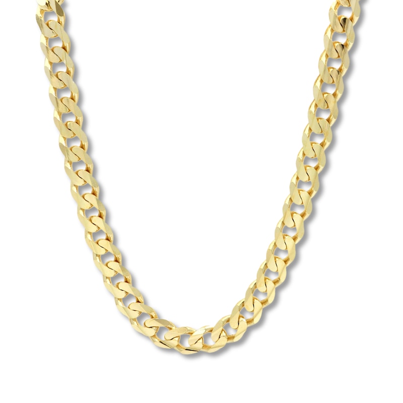 Curb Chain Necklace Solid 14K Yellow Gold 24