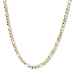 Figaro Chain Necklace Solid 14K Yellow Gold 20&quot;