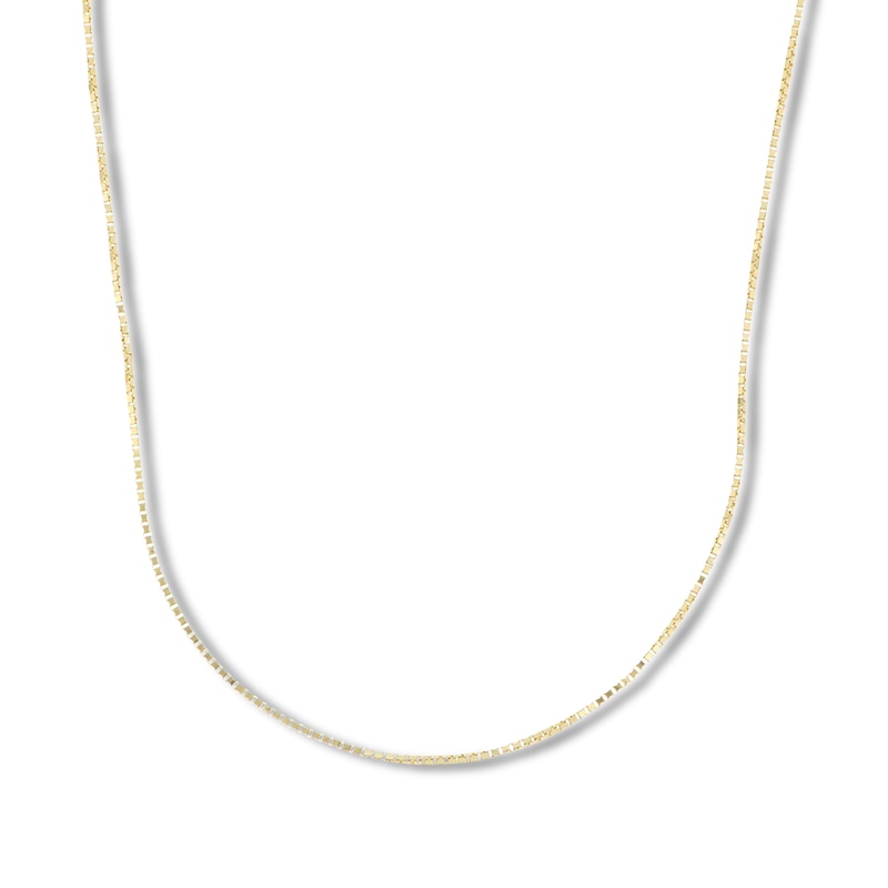 Solid Box Chain Necklace 14K Yellow Gold 18"