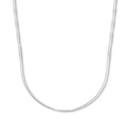 Box Chain Necklace Solid 14K White Gold 18"