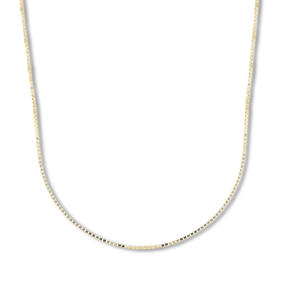 Box Chain Necklace Solid 14K Yellow Gold 20"