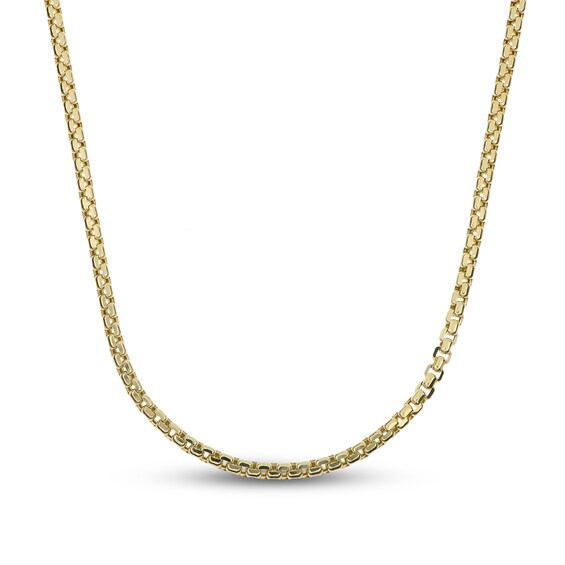 Box Chain Necklace Hollow 10K Yellow Gold 22"