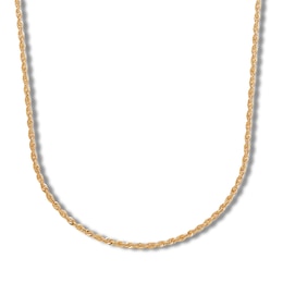 Glitter Rope Chain Necklace Semi-Solid 14K Yellow Gold 16"