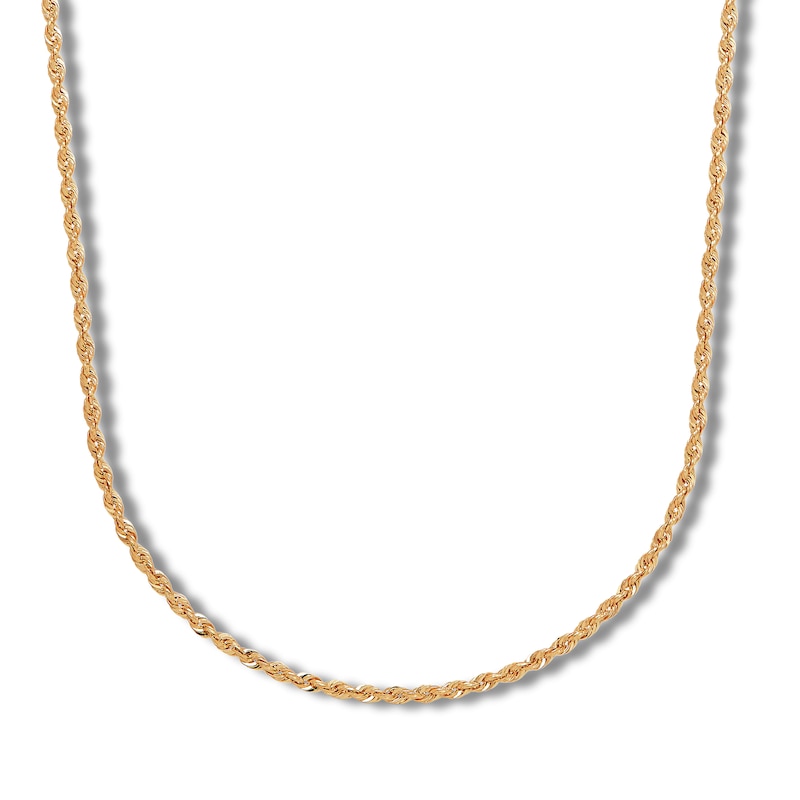 Main Image 1 of Glitter Rope Chain Necklace Semi-Solid 14K Yellow Gold 16"