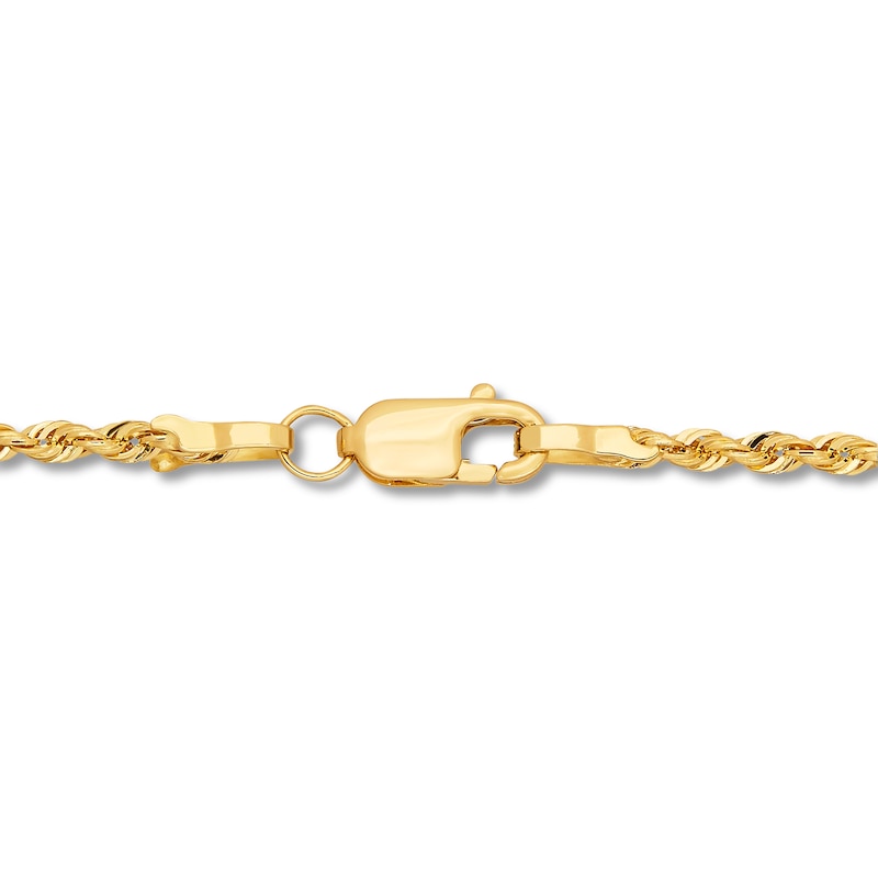 Main Image 2 of Glitter Rope Chain Necklace Semi-Solid 14K Yellow Gold 16"