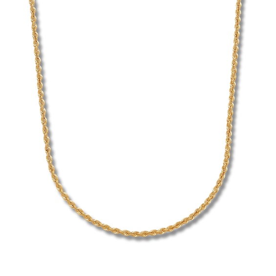Semi-Solid Glitter Rope Chain Necklace 14K Yellow Gold 20"