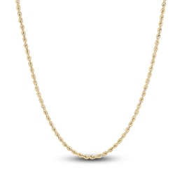 Glitter Rope Chain Necklace Semi-Solid 14K Yellow Gold 20"