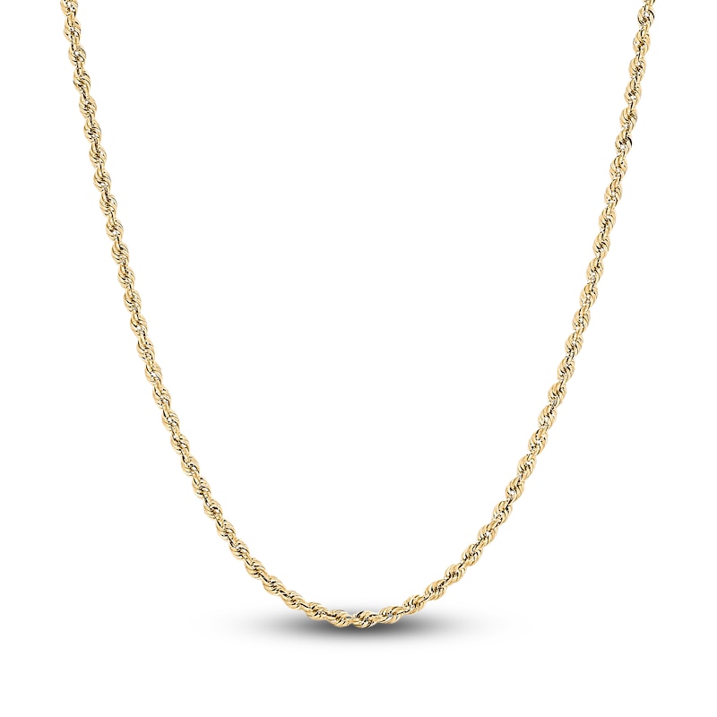 Main Image 1 of Glitter Rope Chain Necklace Semi-Solid 14K Yellow Gold 20"