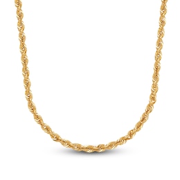 Glitter Rope Chain Necklace Semi-Solid 14K Yellow Gold 22"