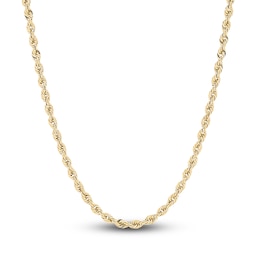 Glitter Rope Chain Necklace Semi-Solid 14K Yellow Gold 22"