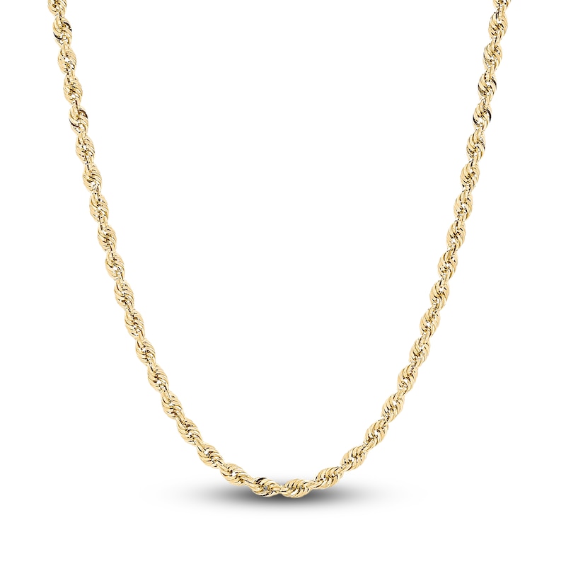 Main Image 1 of Glitter Rope Chain Necklace Semi-Solid 14K Yellow Gold 22"