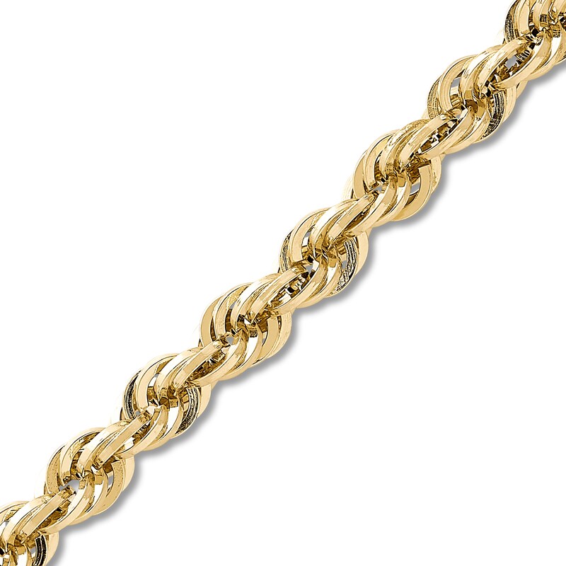 Semi-Solid Glitter Rope Chain Necklace 14K Yellow Gold 22