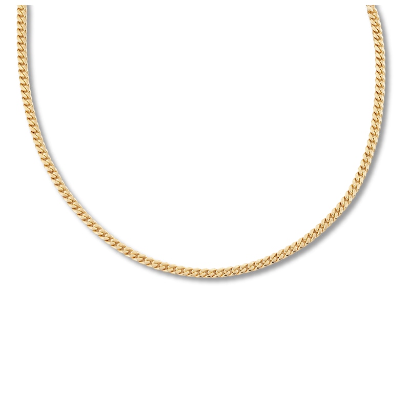 Main Image 1 of Curb Chain Necklace Hollow 10K Yellow Gold 16"