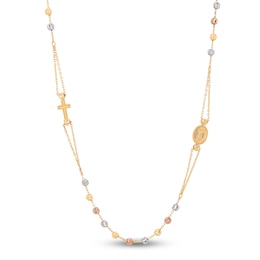 Rosary Necklace 10K Tri-Color Gold 17&quot;