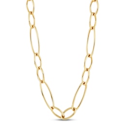 Oval Hollow Link Fashion Necklace 10K Yellow Gold 16&quot;