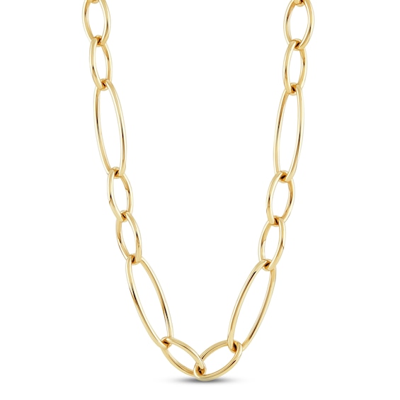 Oval Hollow Link Fashion Necklace 10K Yellow Gold 16"