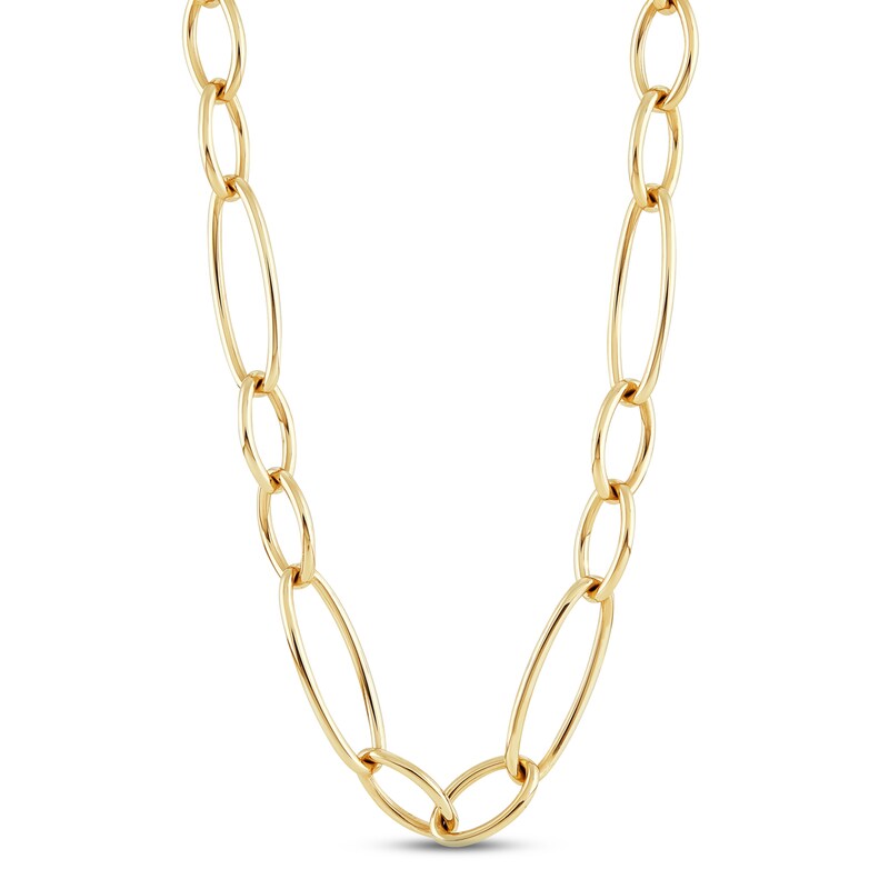 Oval Hollow Link Fashion Necklace 10K Yellow Gold 16"