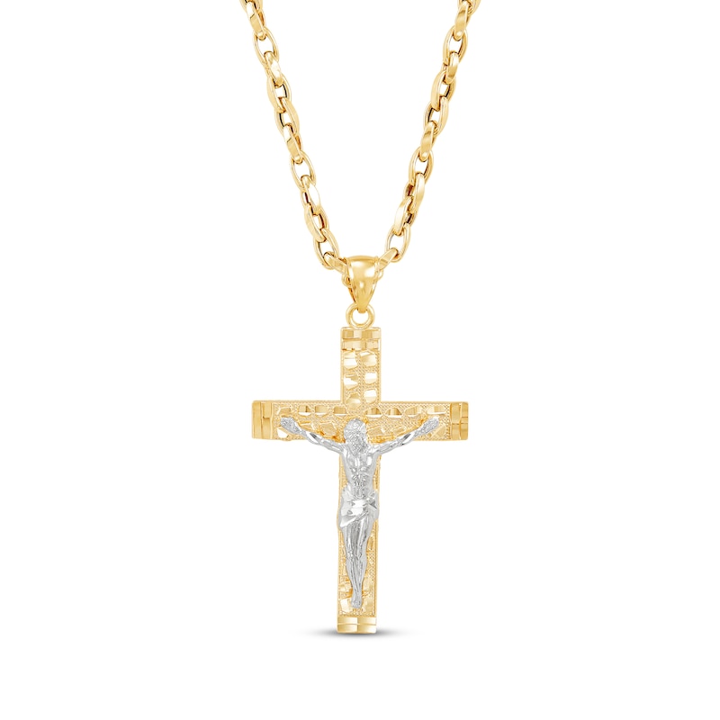 Men's Crucifix Cross Necklace 10K Yellow Gold 22"