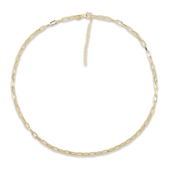 Oval Paperclip Necklace Hollow 10K Yellow Gold 18"
