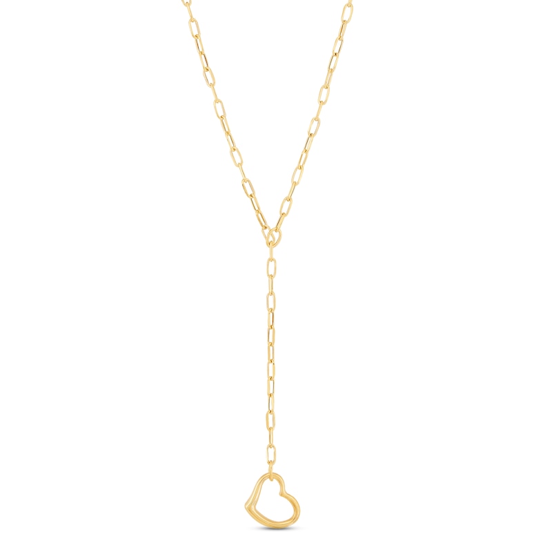 Main Image 1 of Paperclip Lariat Heart Necklace 10K Yellow Gold 18"