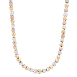Stampato Heart Necklace 10K Tri-Tone Gold 17"