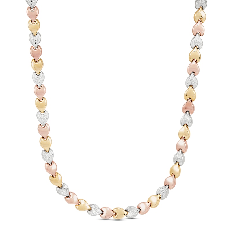 Main Image 1 of Stampato Heart Necklace 10K Tri-Tone Gold 17"