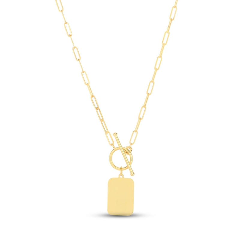 Main Image 1 of Dog Tag Paperclip Toggle Necklace 14K Yellow Gold 18"