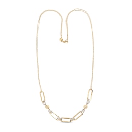 Bead Paperclip Necklace 14K Two-Tone Gold 18&quot;