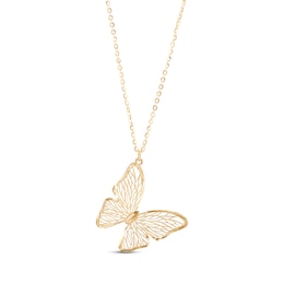 Diamond-cut Butterfly Necklace 10K Yellow Gold 18&quot;