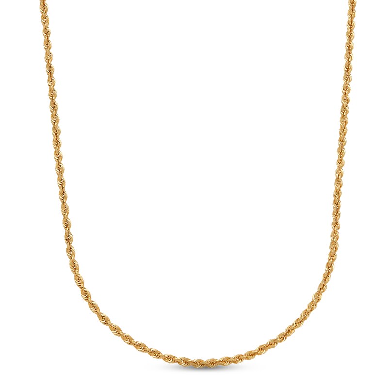 Main Image 1 of Rope Chain Necklace Semi-Solid 14K Yellow Gold 16"