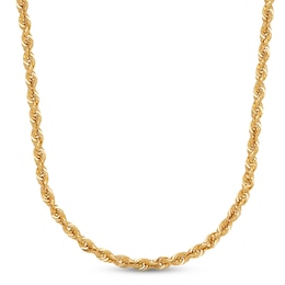 Rope Chain Necklace Semi-Solid 14K Yellow Gold 20"