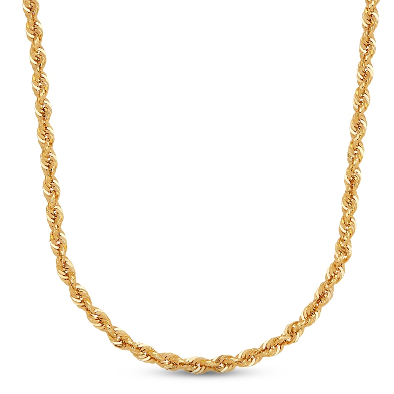 Main Image 1 of Rope Chain Necklace Semi-Solid 14K Yellow Gold 20"