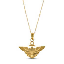 Naval Aviator Wings Necklace 10K Yellow Gold 18"