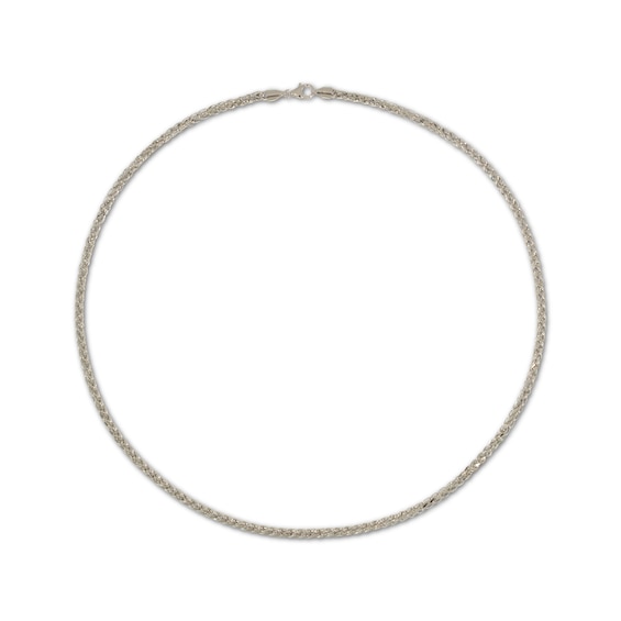Wheat Chain Necklace Hollow 10K White Gold 24"