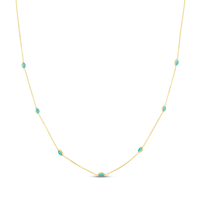 Main Image 1 of Enamel Evil Eye Necklace 14K Yellow Gold 18"
