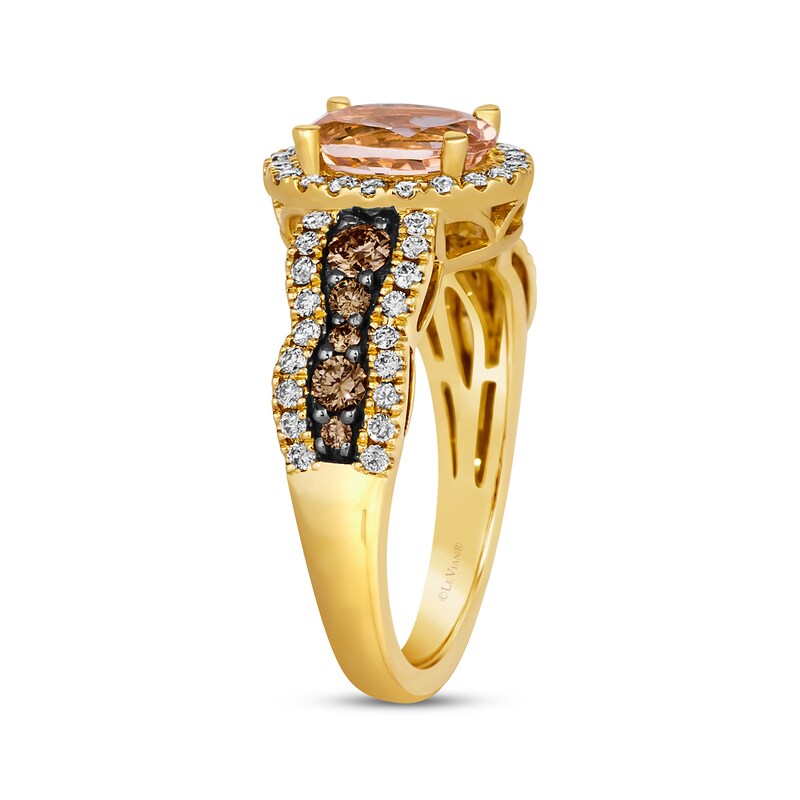 Main Image 2 of Le Vian Chocolate Waterfall Morganite Ring 3/4 ct tw Diamonds 14K Honey Gold